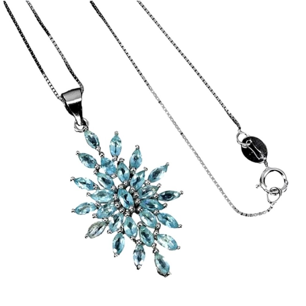 925 Sterling Silver Necklace 18inch with Natural Apatite Gemstone